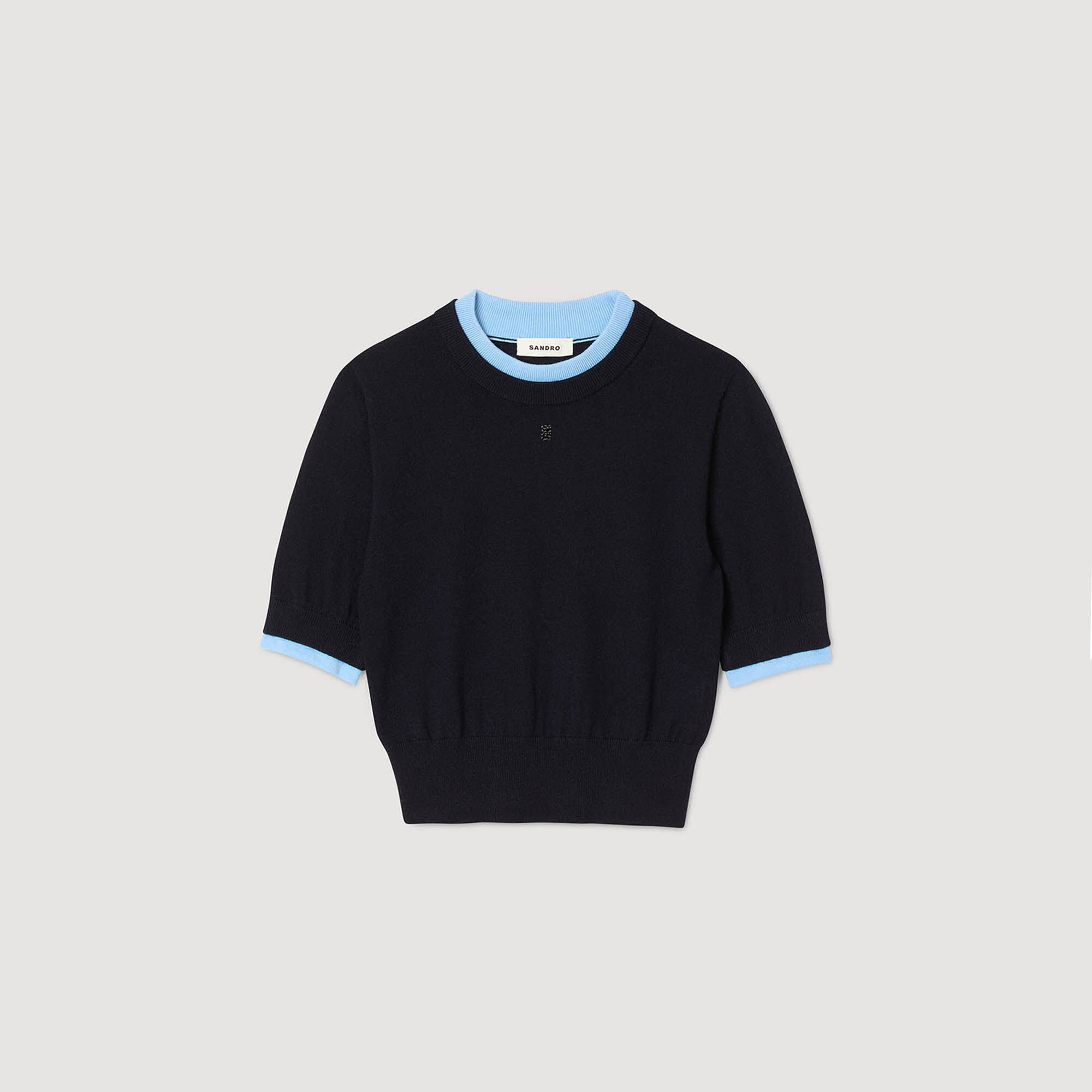 TWO-TONE CROPPED SWEATER - 7