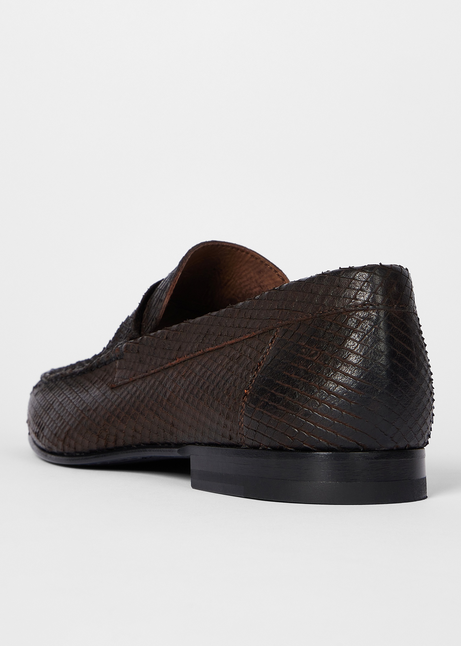 Dark Brown Textured-Leather 'Sellers' Loafers - 5