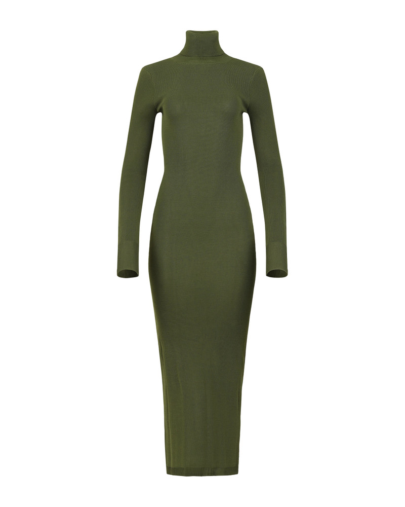 TURTLE NECK MIDI DRESS MOSS 5