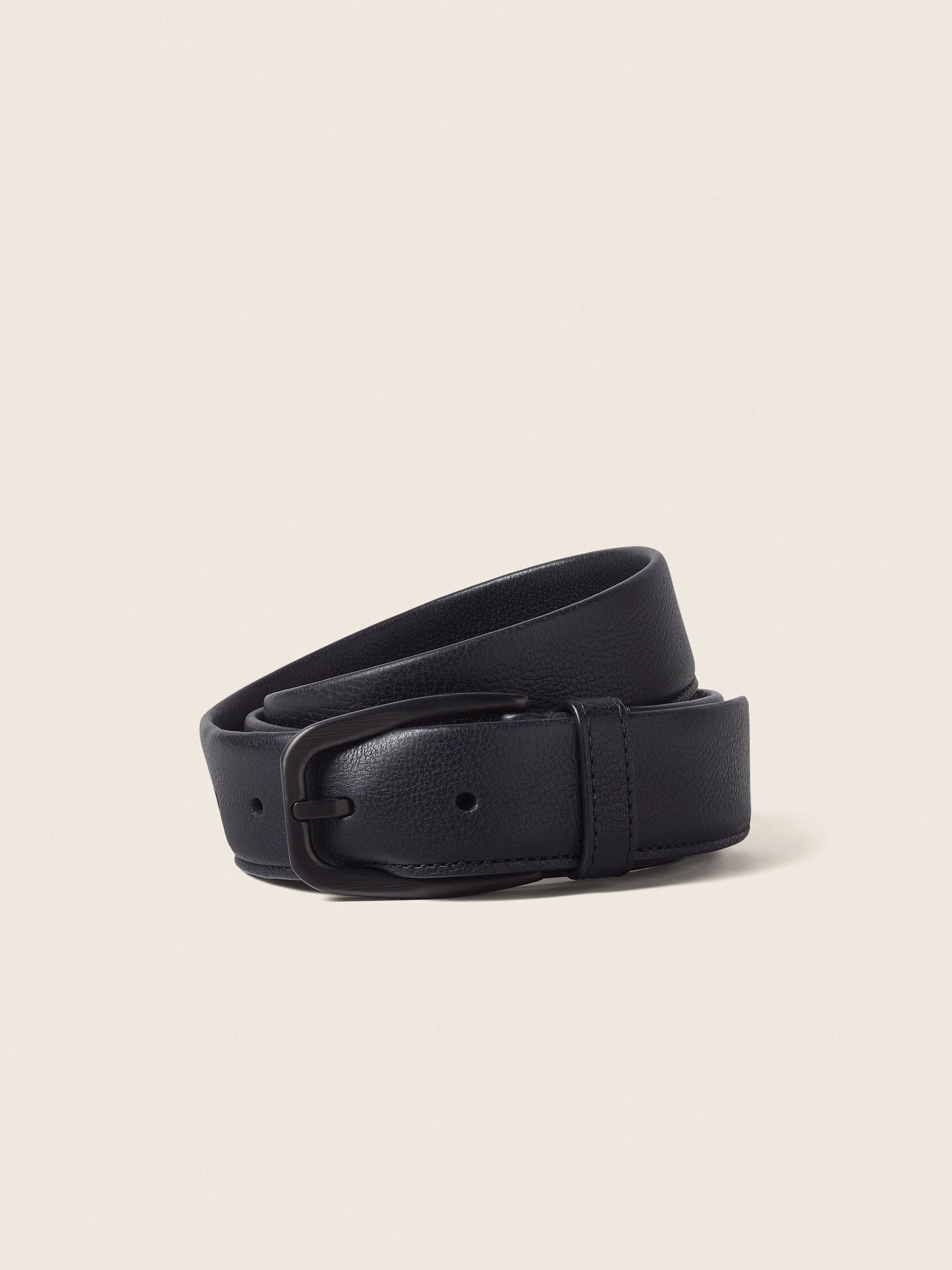 BLACK NATURAL GRAIN LEATHER BELT - 1