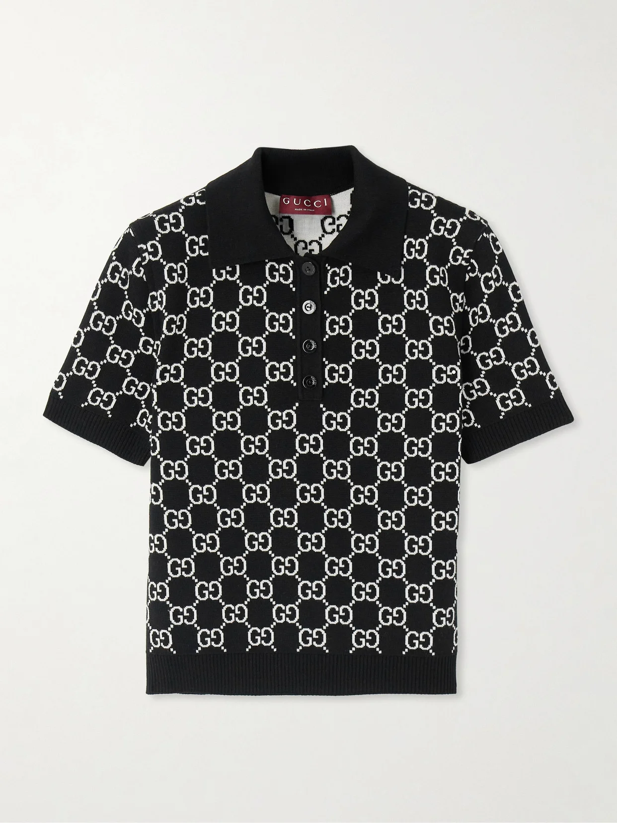 Reversible Logo-jacquard Wool-blend Polo Shirt - 1