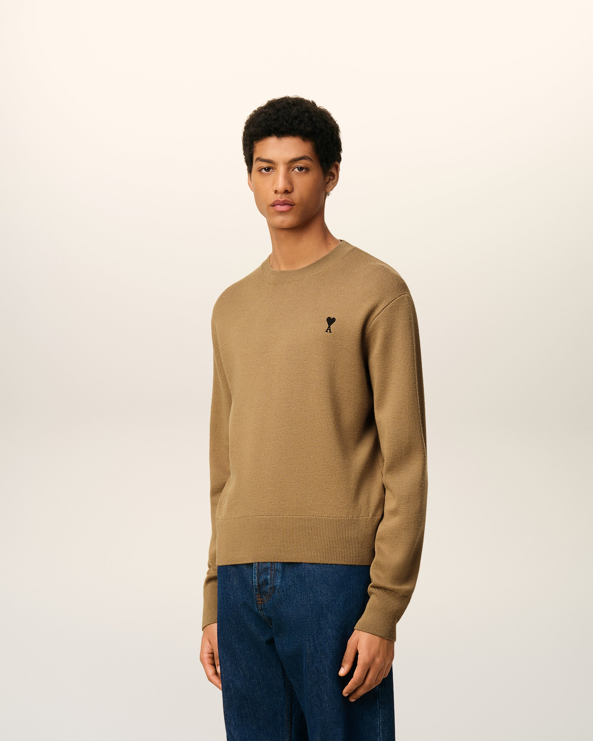 BROWN WOOL AMI DE COEUR CREWNECK SWEATER - 6