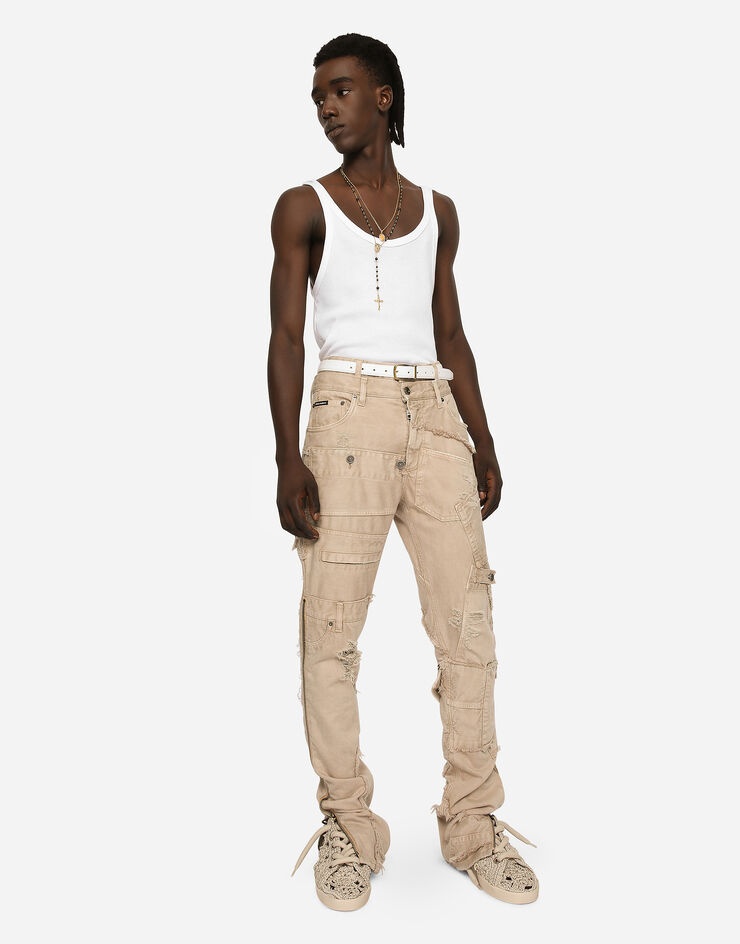 Overdyed patchwork denim jeans - 6