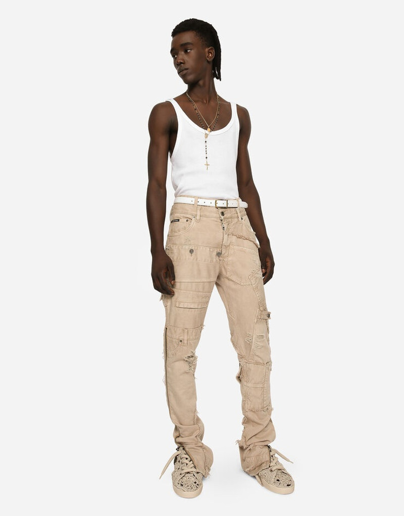 Overdyed patchwork denim jeans 6