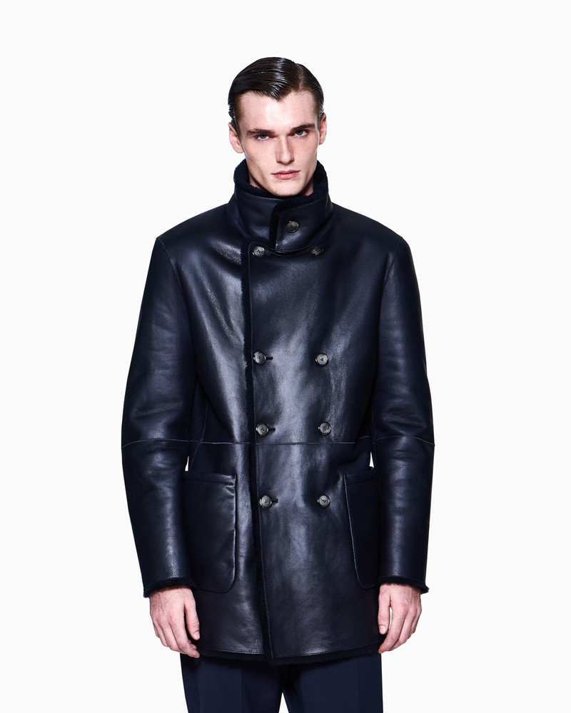GIORGIO ARMANI Reversible, double-breasted sheepskin pea coat outlook
