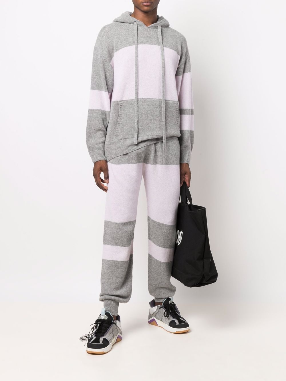 two-tone knitted track pants - 2