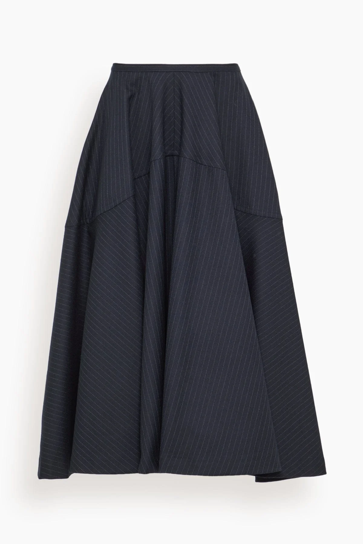 Maxime Pinstriped Wool Skirt in Dark Navy - 1