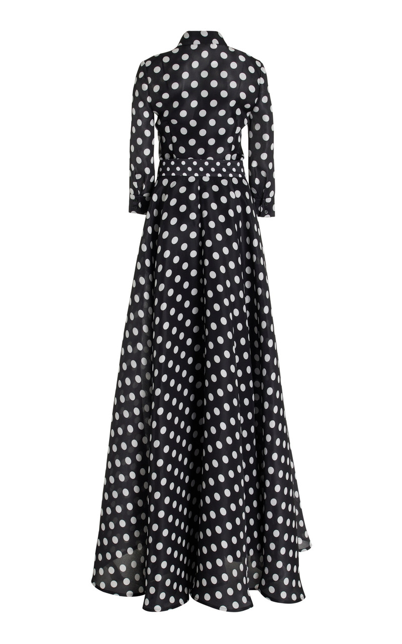 CAROLINA HERRERA Printed Silk Trench Gown black/white outlook