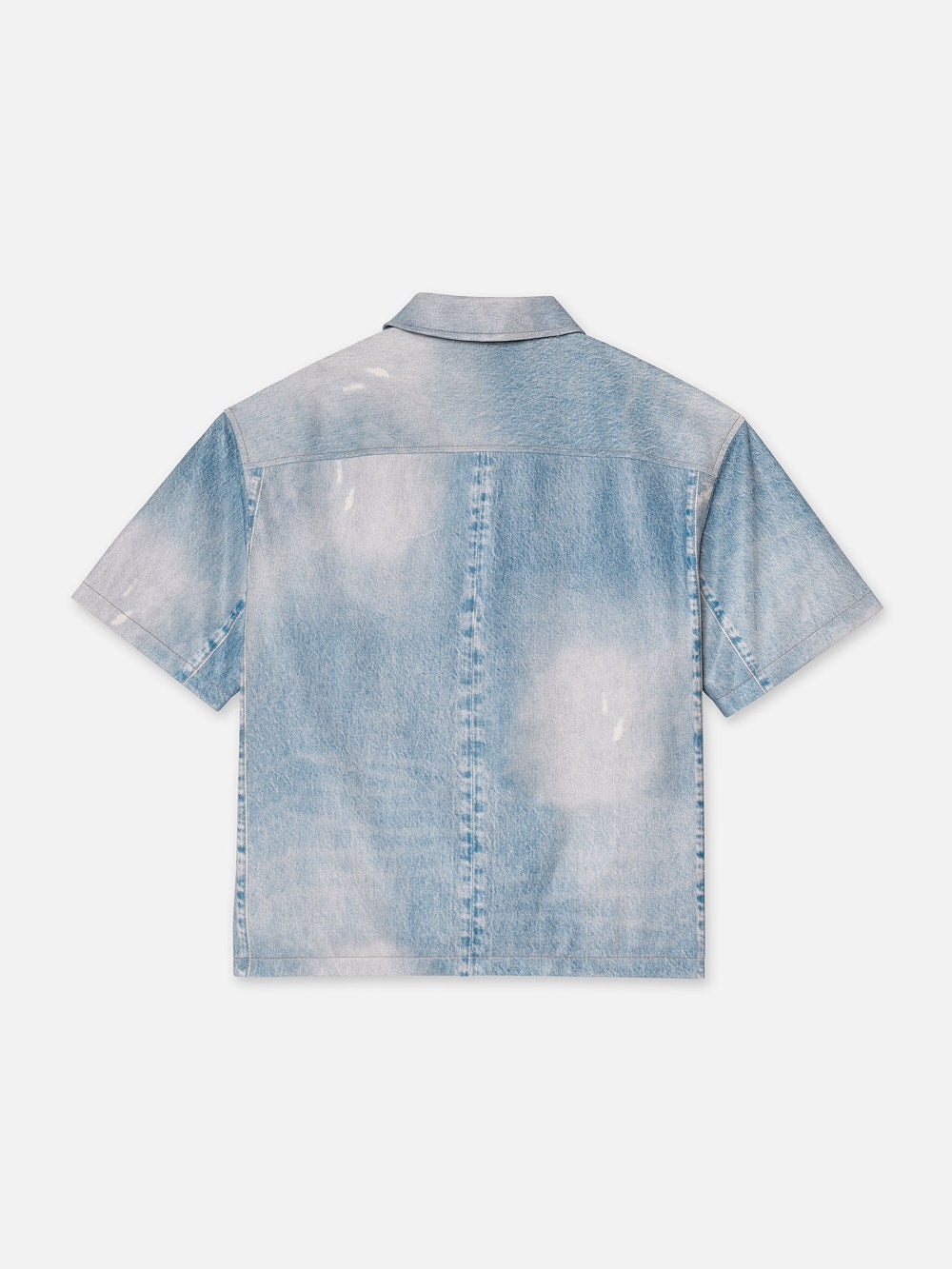 Printed Denim Leather Shirt in Indigo - 4