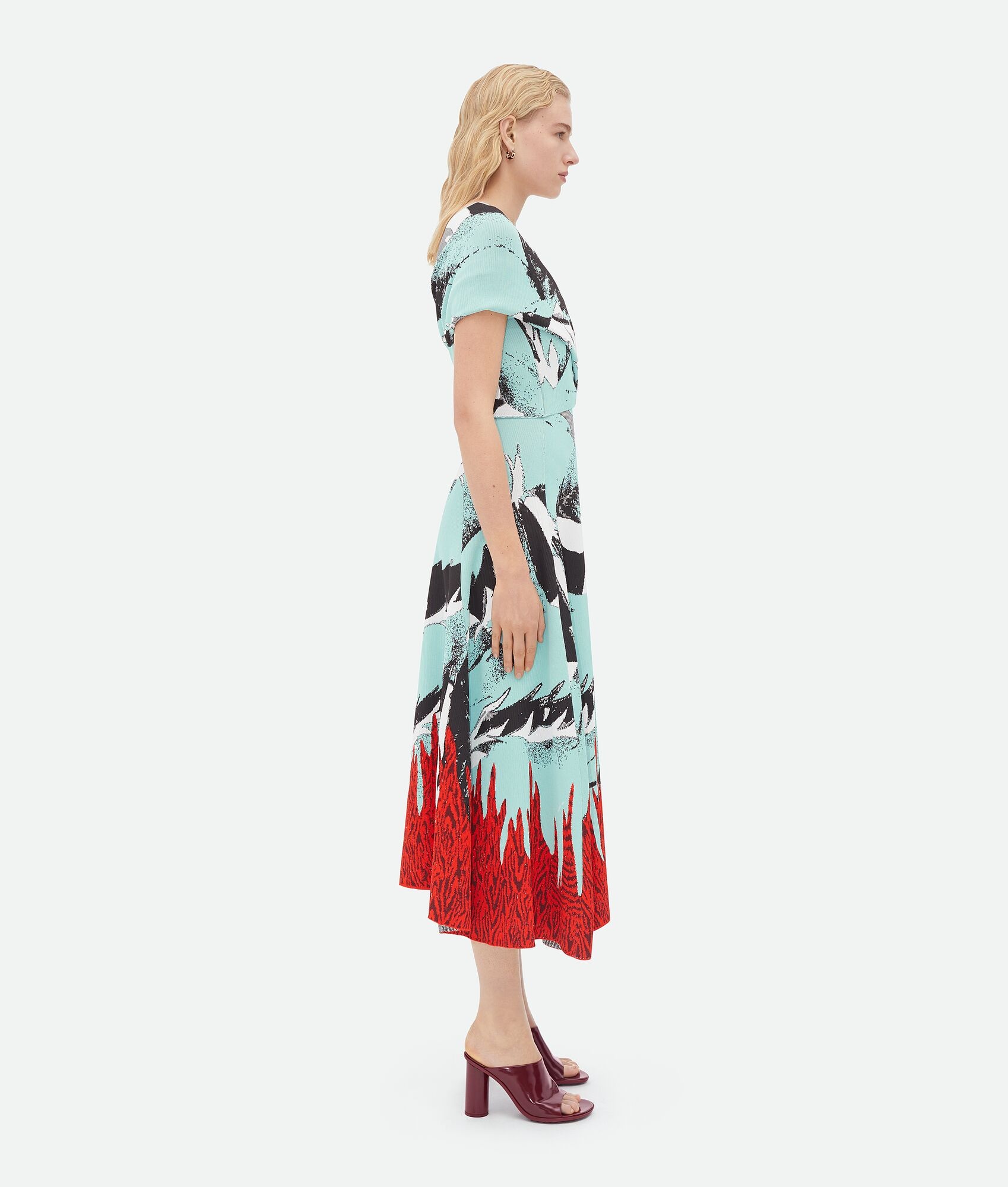 Graphic Viscose Jacquard Asymmetric Midi Dress - 2