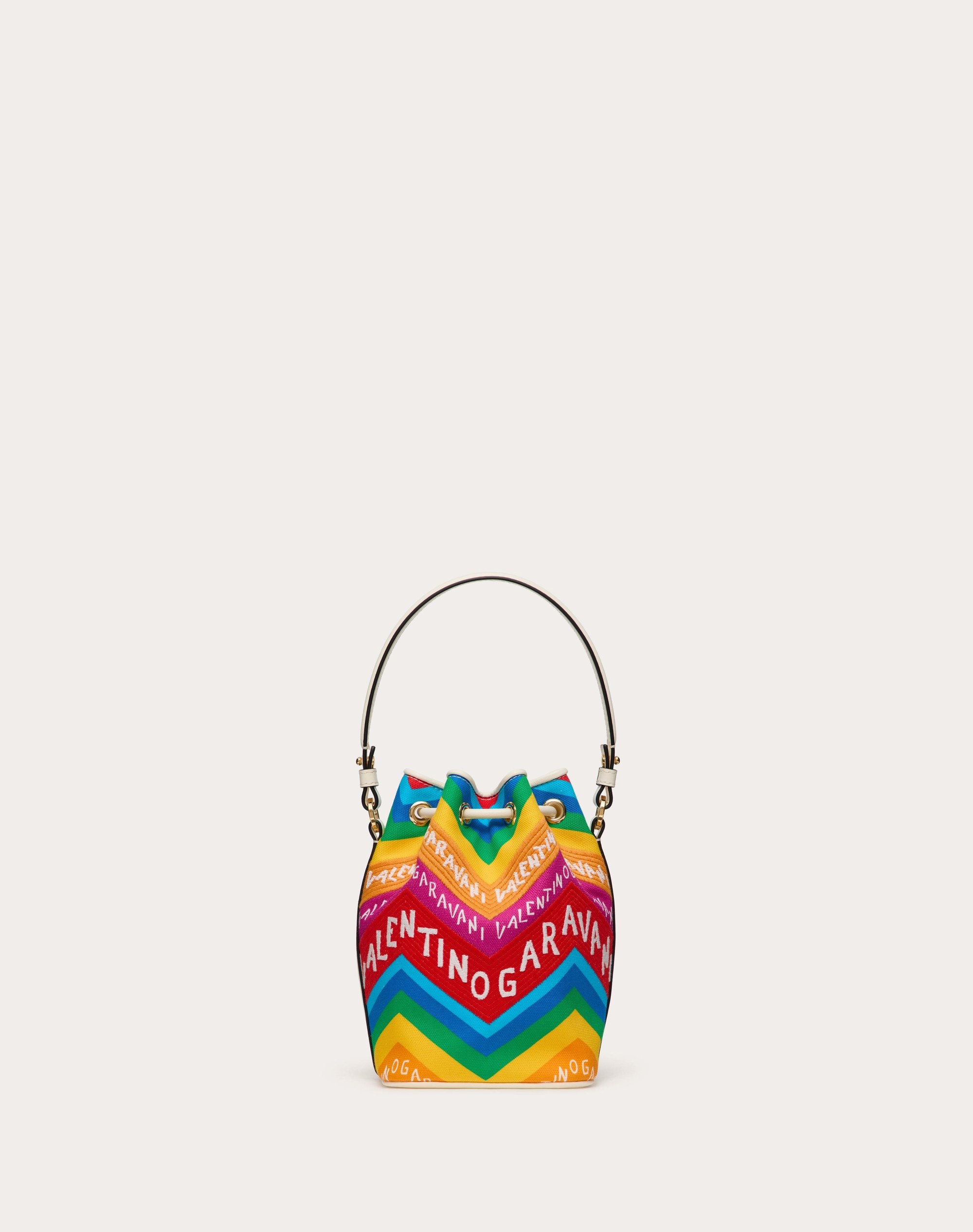 VALENTINO GARAVANI ESCAPE MINI BUCKET BAG IN CANVAS WITH CHEVRON24 PRINT - 3
