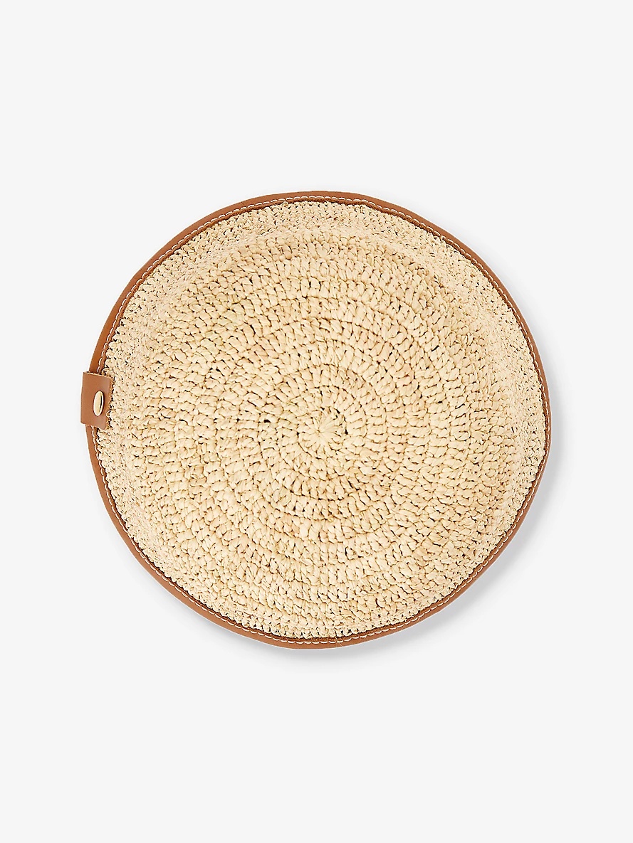 Le Bob Soli brand-patch raffia bucket hat - 4