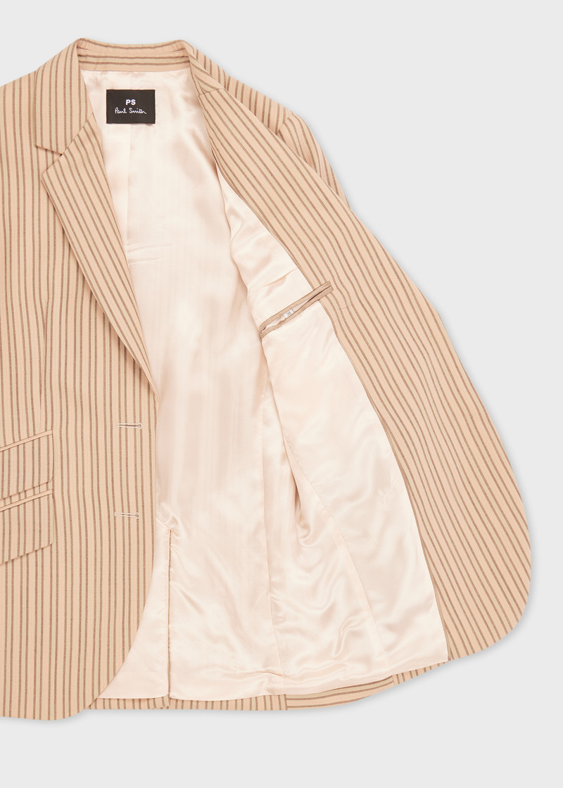 Women's Sand Brown Stripe Wool Two-Piece Suit 3