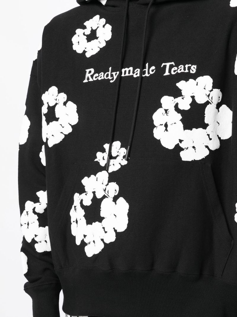 floral-print slogan-embroidered hoodie - 5