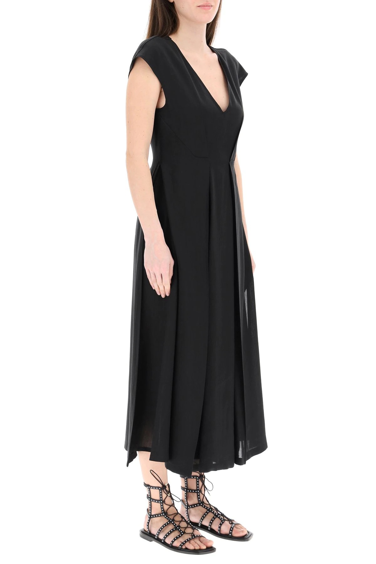 RAMIE AND VISCOSE MIDI DRESS - 3