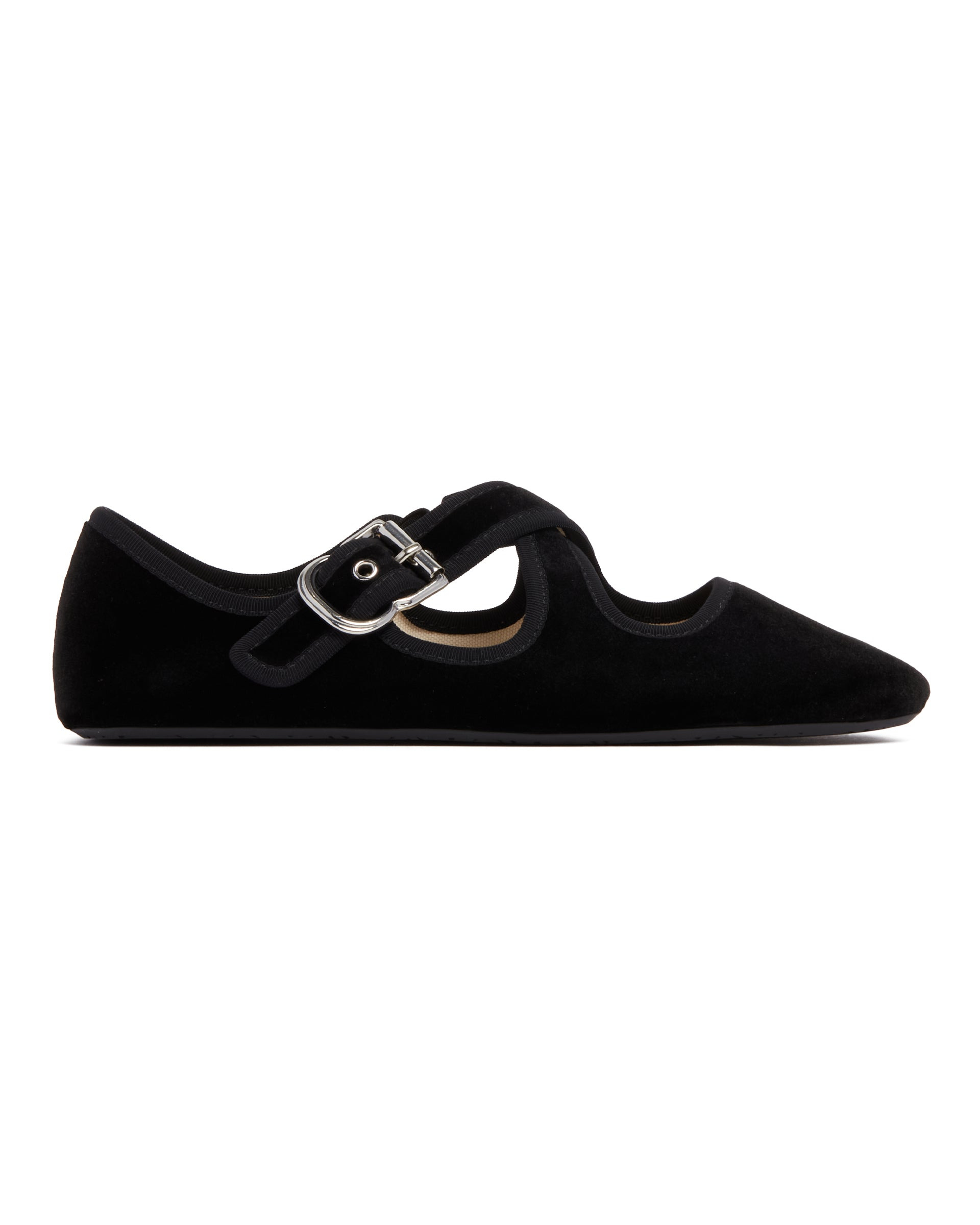 Black Crossed Flat Ballet Flats - 2