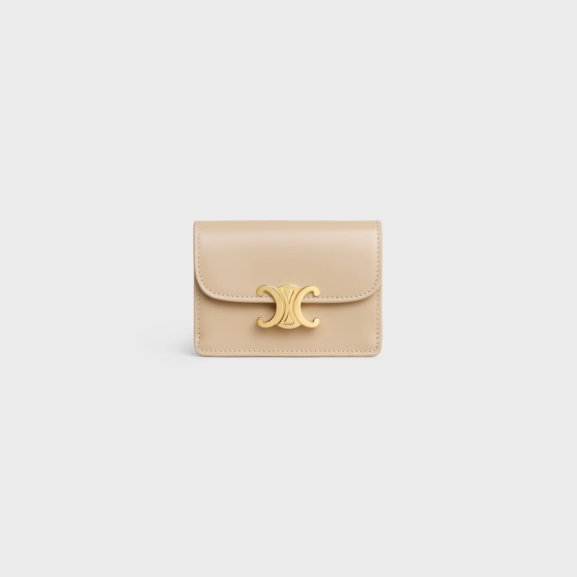 CARD HOLDER WITH FLAP TRIOMPHE IN Shiny calfskin - 1