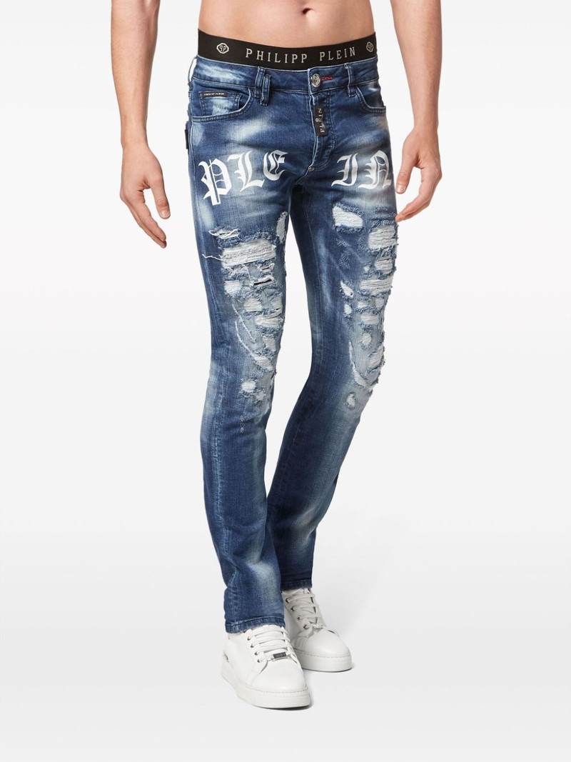 PHILIPP PLEIN logo-print straight-leg jeans outlook