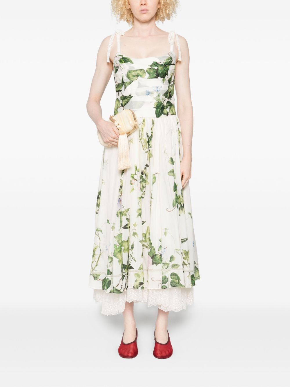 floral-print tie-shoulder dress - 2