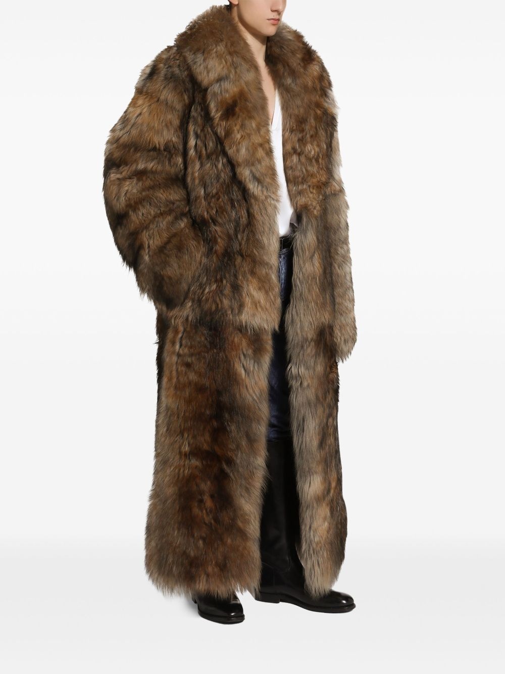 shearling long coat - 3
