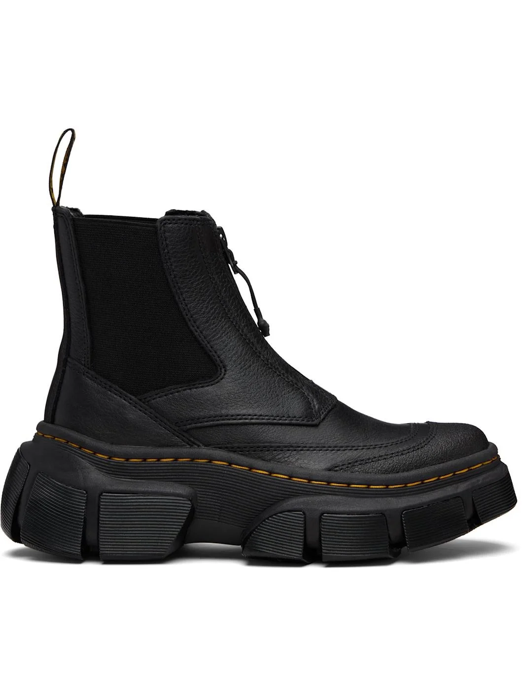 Black DMXL Zip Leather Chelsea Boots - 1