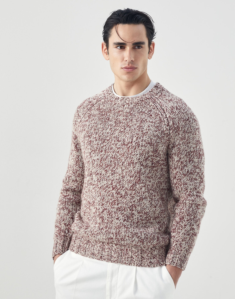 Virgin wool, cashmere and silk chiné sweater with raglan sleeves 1