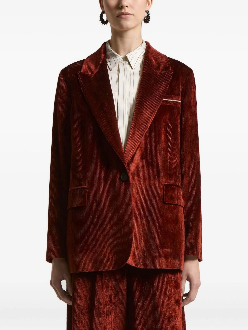 corduroy single-breasted blazer - 1