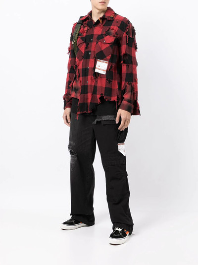 Maison MIHARAYASUHIRO distressed plaid shirt outlook