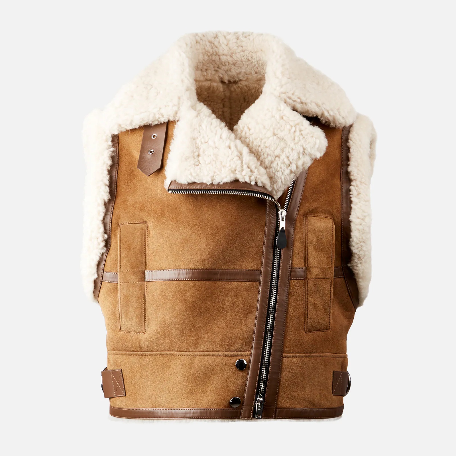 Sleeveless biker in shearling - 1