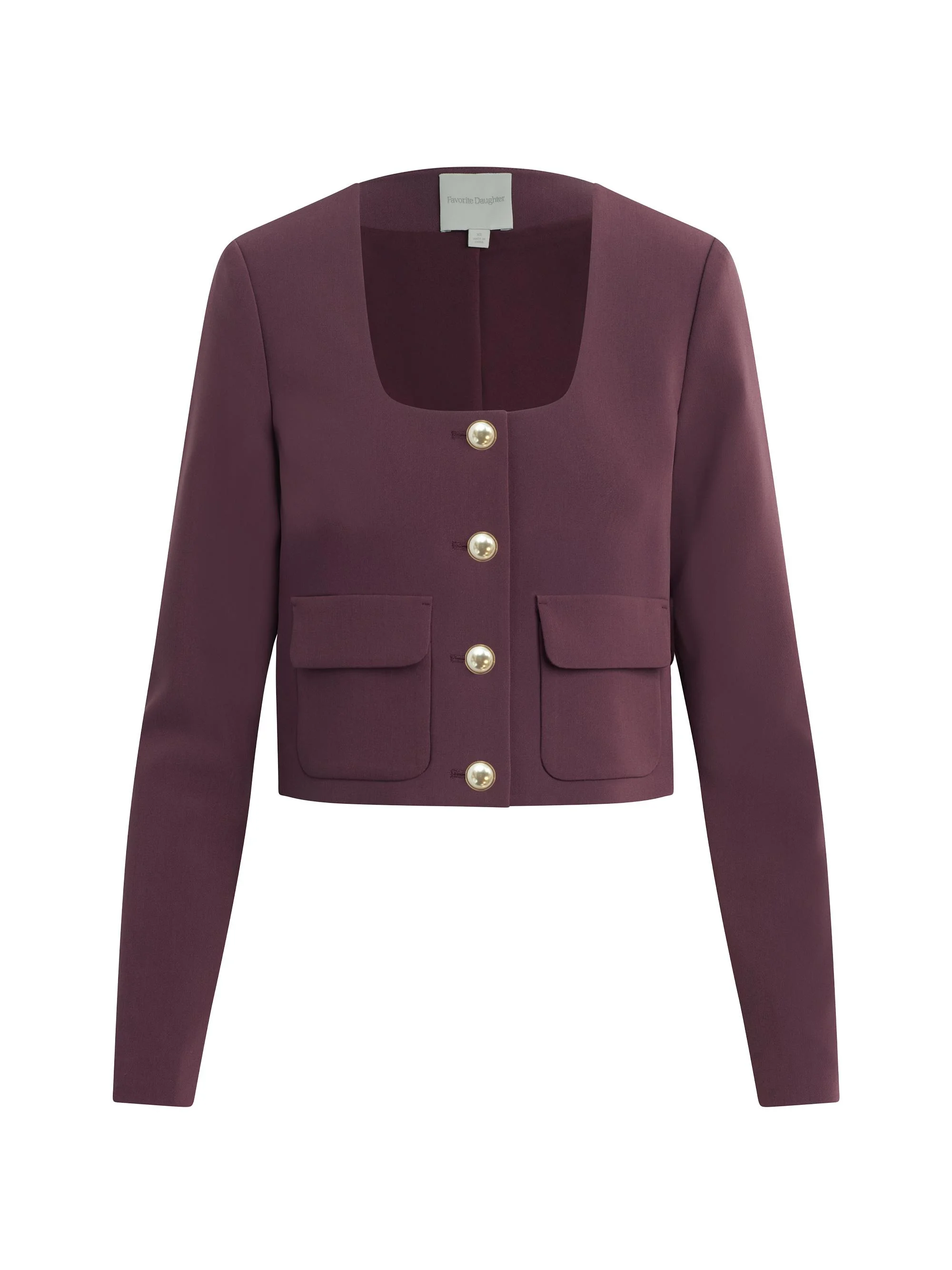 Women's The Laura Square-Neck Crop Jacket - Burgundy Dahlia - 1