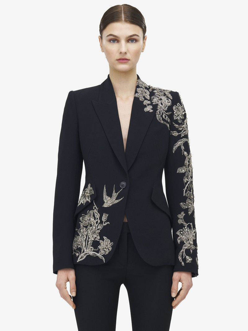 Alexander McQueen Silver Tattoo Embroidery Jacket outlook
