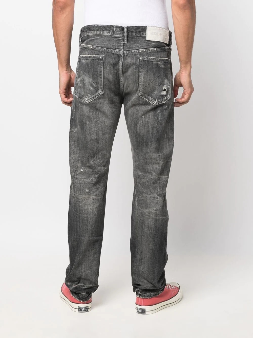 distressed-effect straight-leg jeans - 4