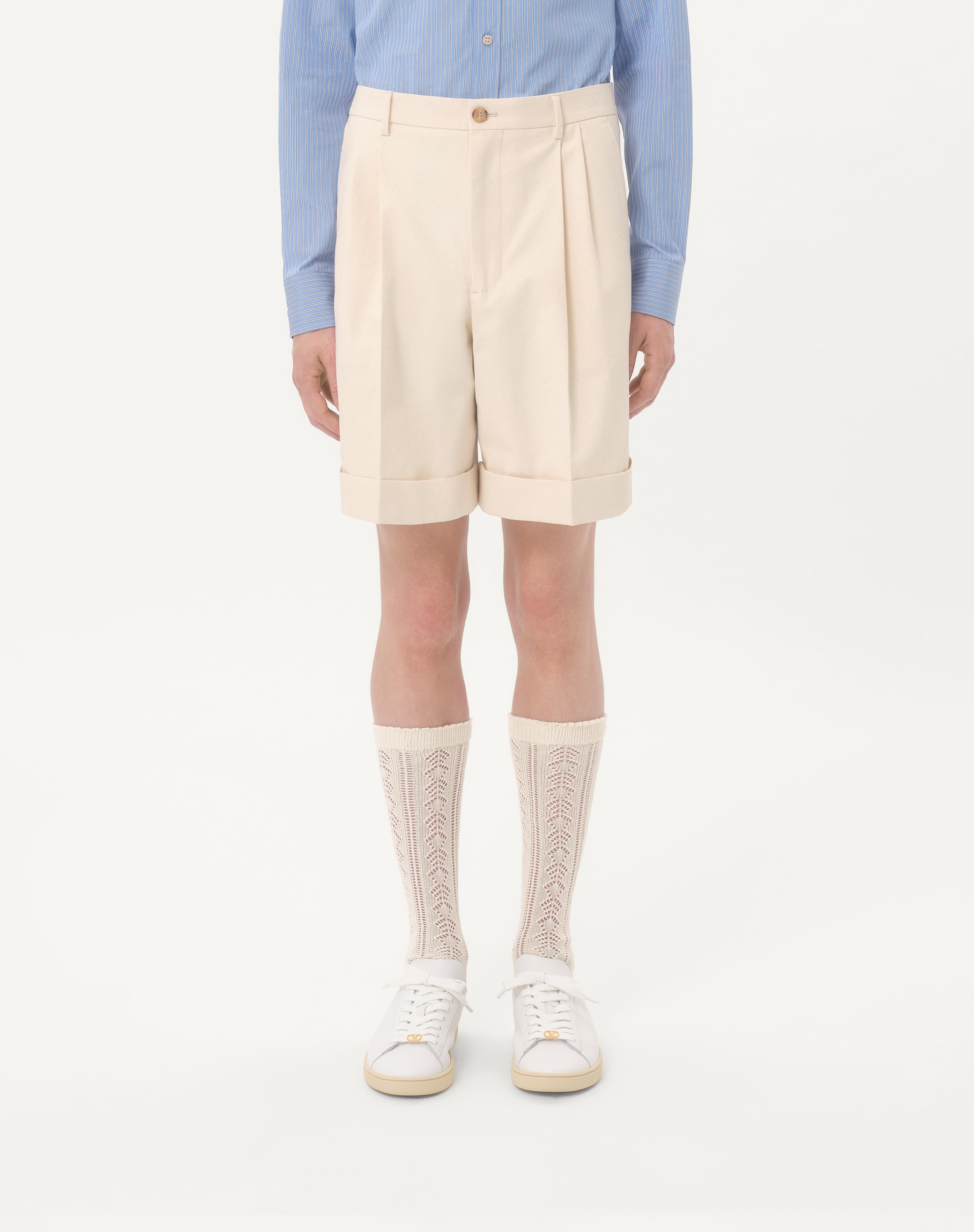 COTTON CANVAS CUFFED BERMUDA SHORTS - 4