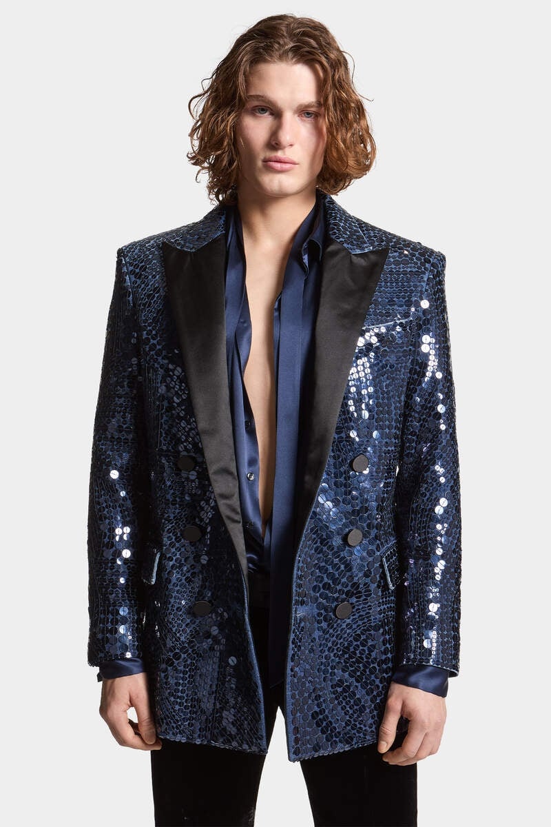BLUE SUPERNOVA SEXY DOUBLE BREASTED PALM BEACH BLAZER - 3