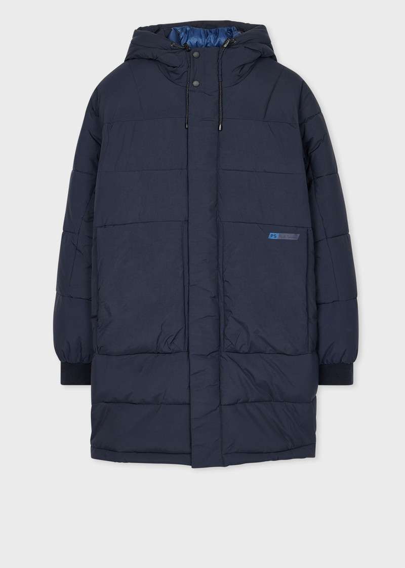 Navy Recycled-Nylon Long Wadded Coat 1