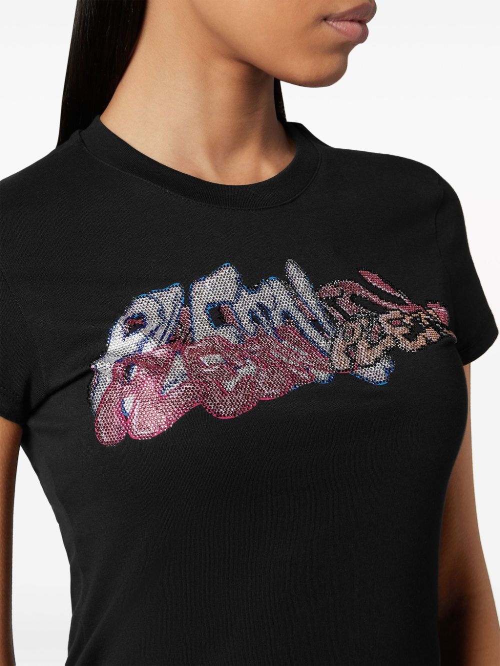 crystal-embellished logo-print T-shirt - 3