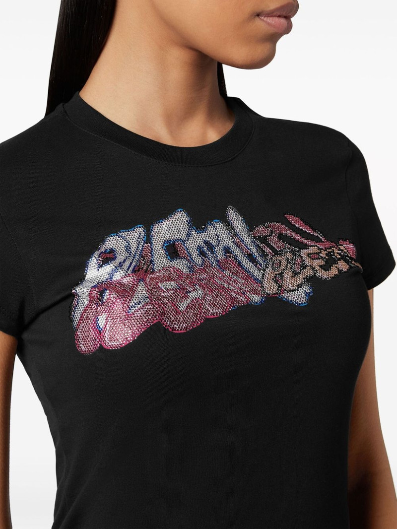 crystal-embellished logo-print T-shirt 3