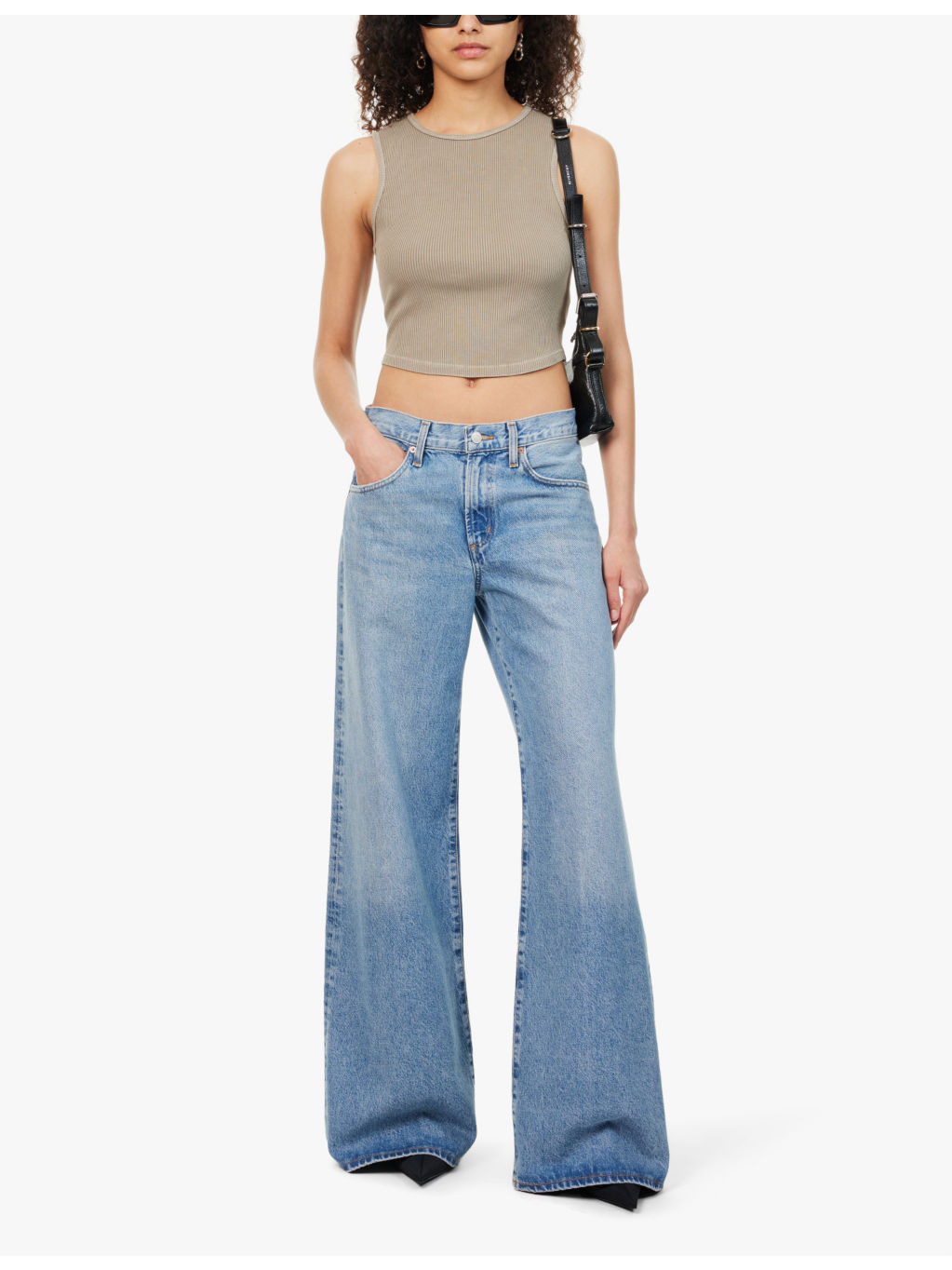 Clara faded-wash wide-leg high-rise organic-denim jeans - 2