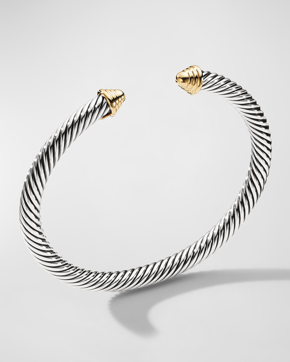 Cable Bracelet in Silver with 14K Gold, 5mm - 3