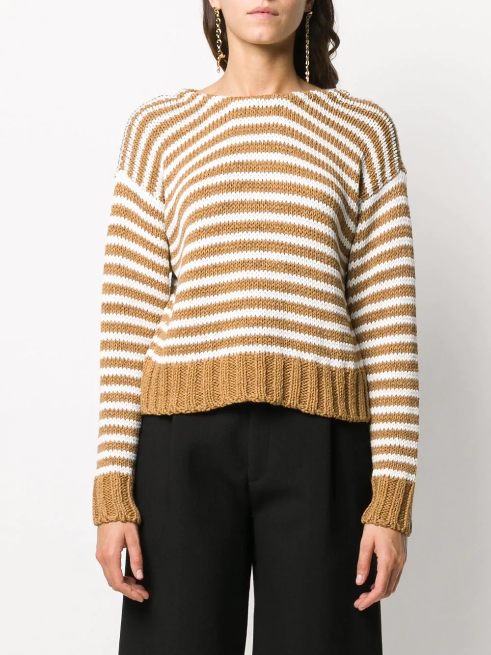 striped lace-up jumper - 3