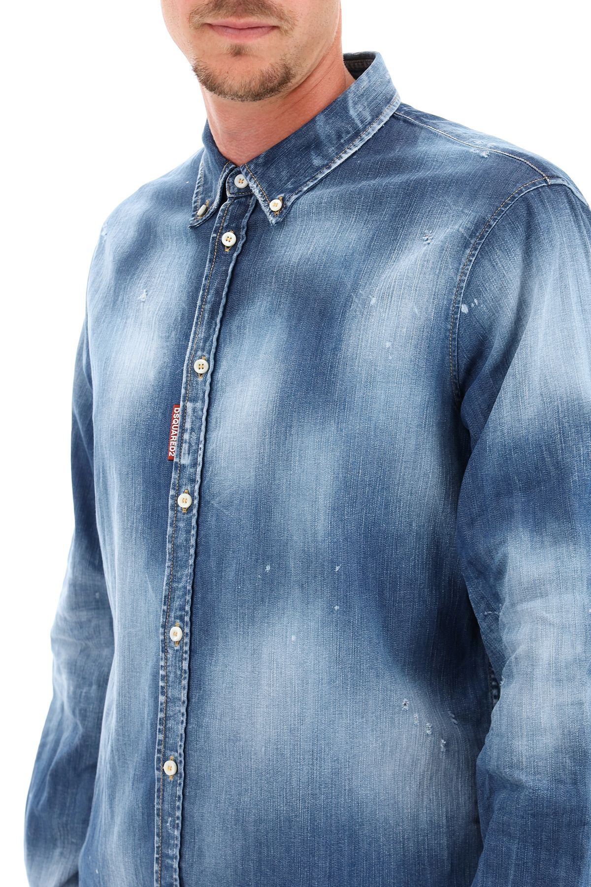 DARK WASH DENIM SHIRT - 5