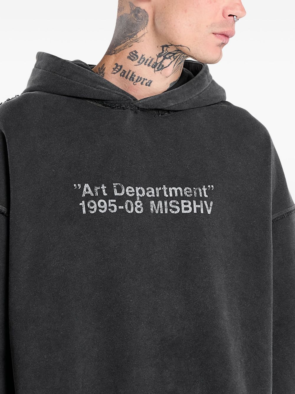 frayed-hem hoodie - 5