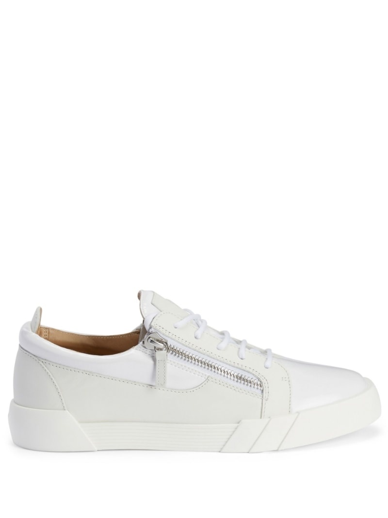 zip-up leather sneakers - 1