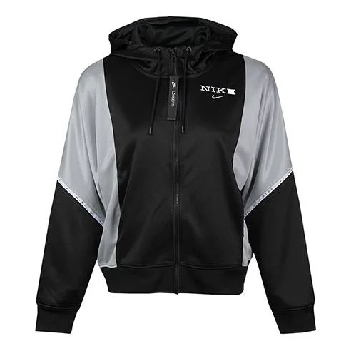 (WMNS) Nike Sportswear Logo Printing Hooded Jacket Black/White Black-white CJ3678-011 - 1