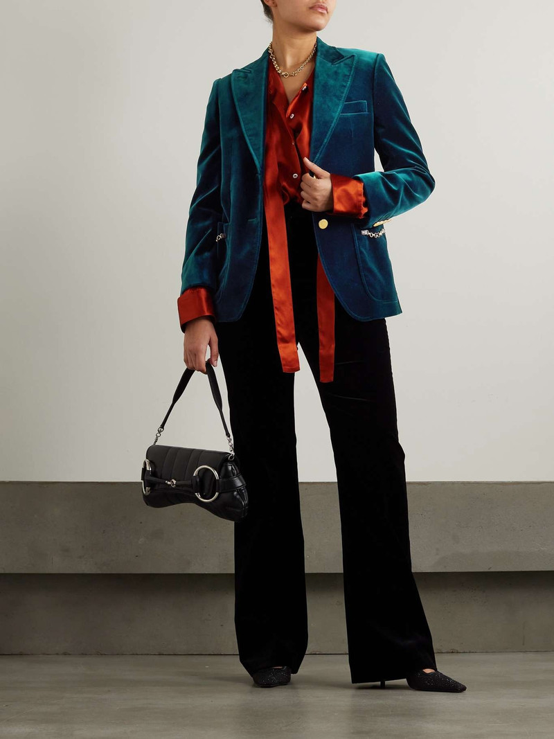 GUCCI Embellished cotton-velvet blazer outlook