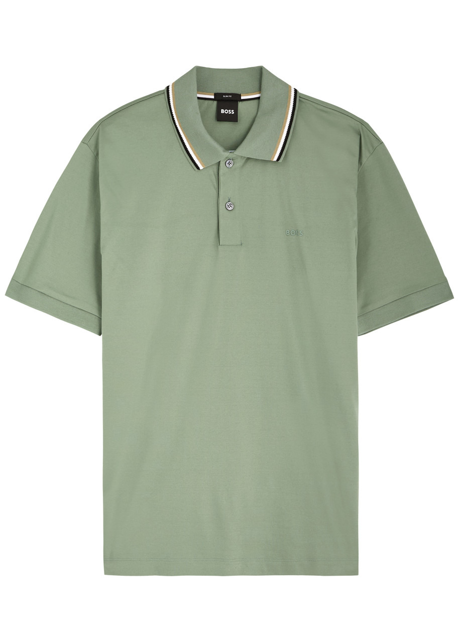 Boss Striped Collar Cotton Polo Shirt - 1