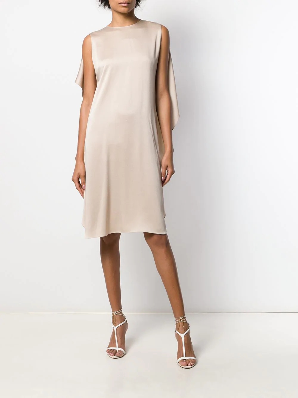 draped-back sleeveless dress - 4