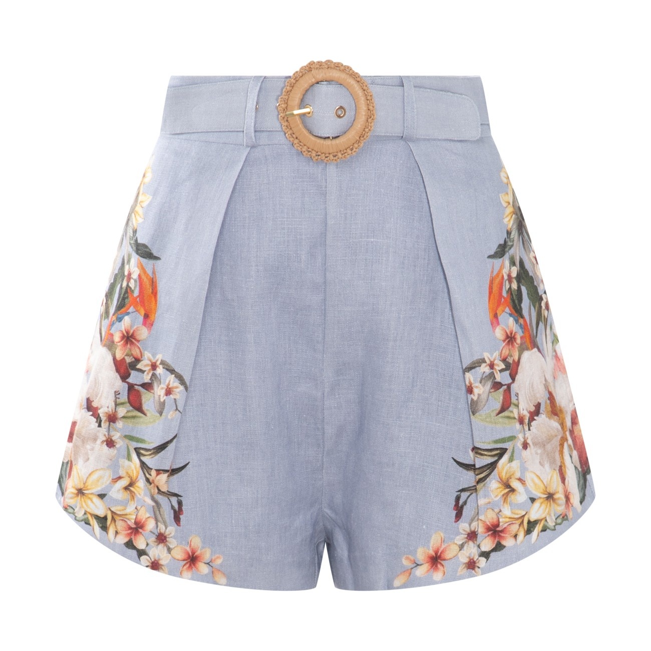 light blue linen shorts - 1