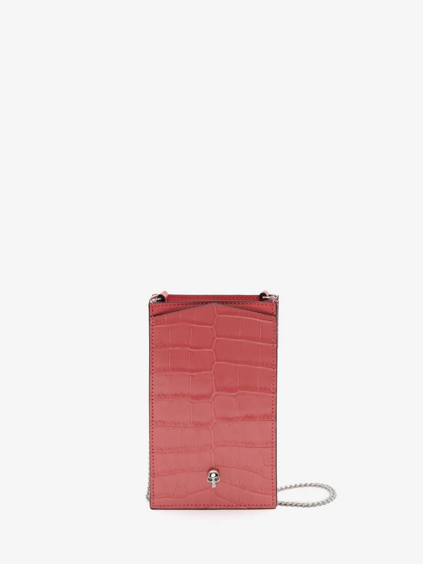 Skull Phone Case With Chain in Coral - 1