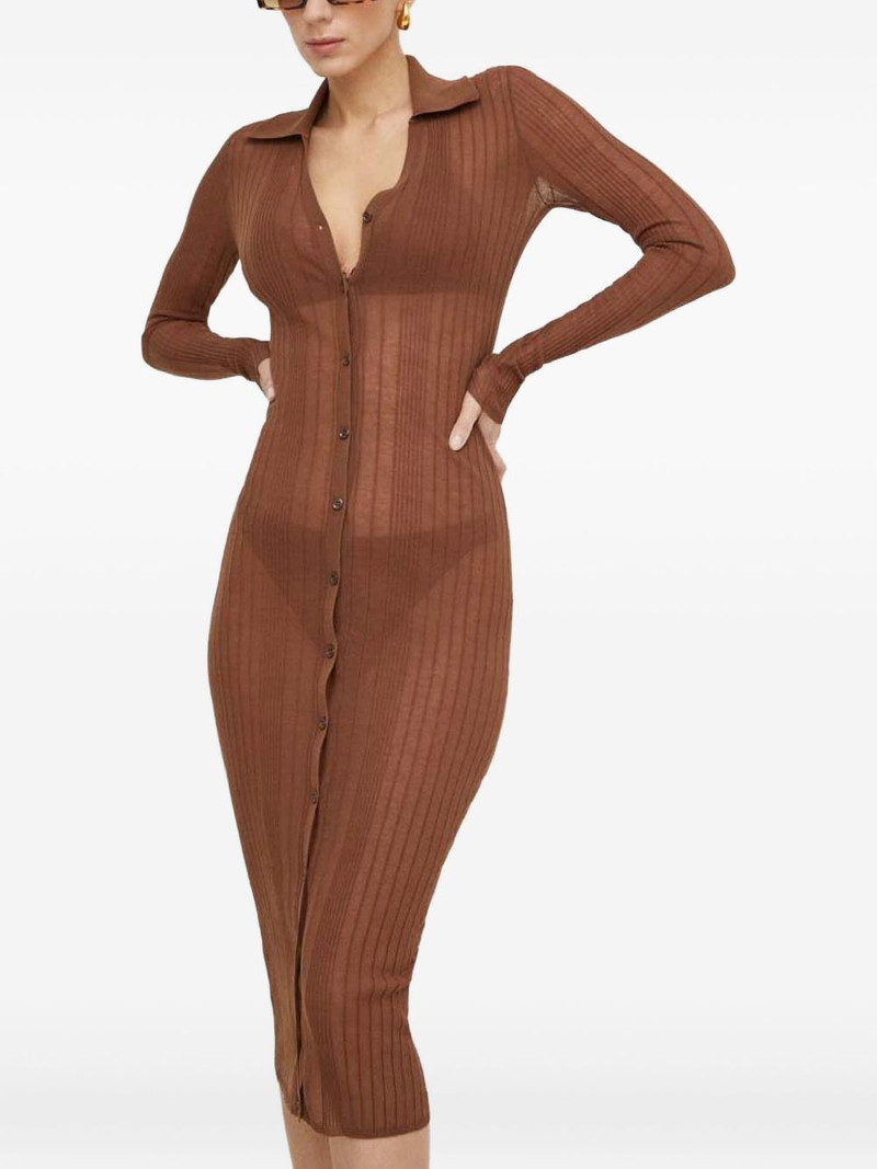 button ribbed midi dress 1